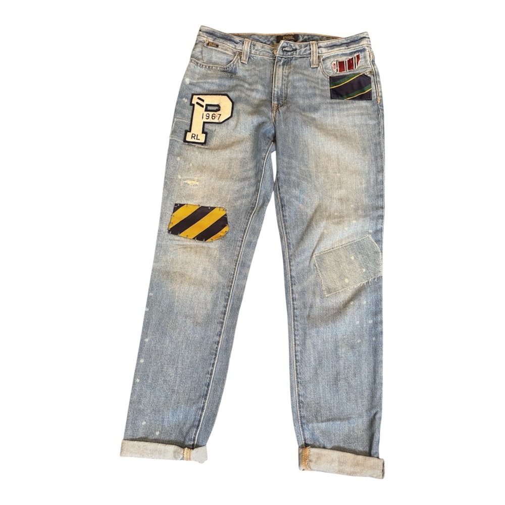 Polo Ralph Lauren Girls Light Blue Distressed Denim Jeans.  Sz 14